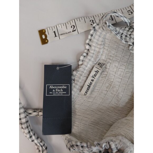 Abercrombie & Fitch Womens XS Gingham Romper Black & White Cotton Blend - Picture 8 of 12